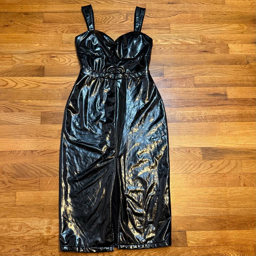 Ashley Parker Women’s 6 Black Vegan Patent Leather Pleather Bodycon